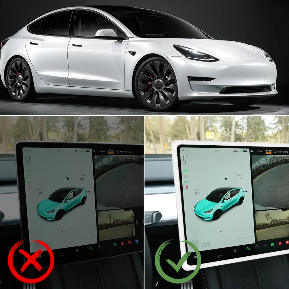Screen Protector For Tesla Model 3 Y Car Player Rim Covers Silicone Navigation Radio Audio Frame Edge Guards Auto Accessories
