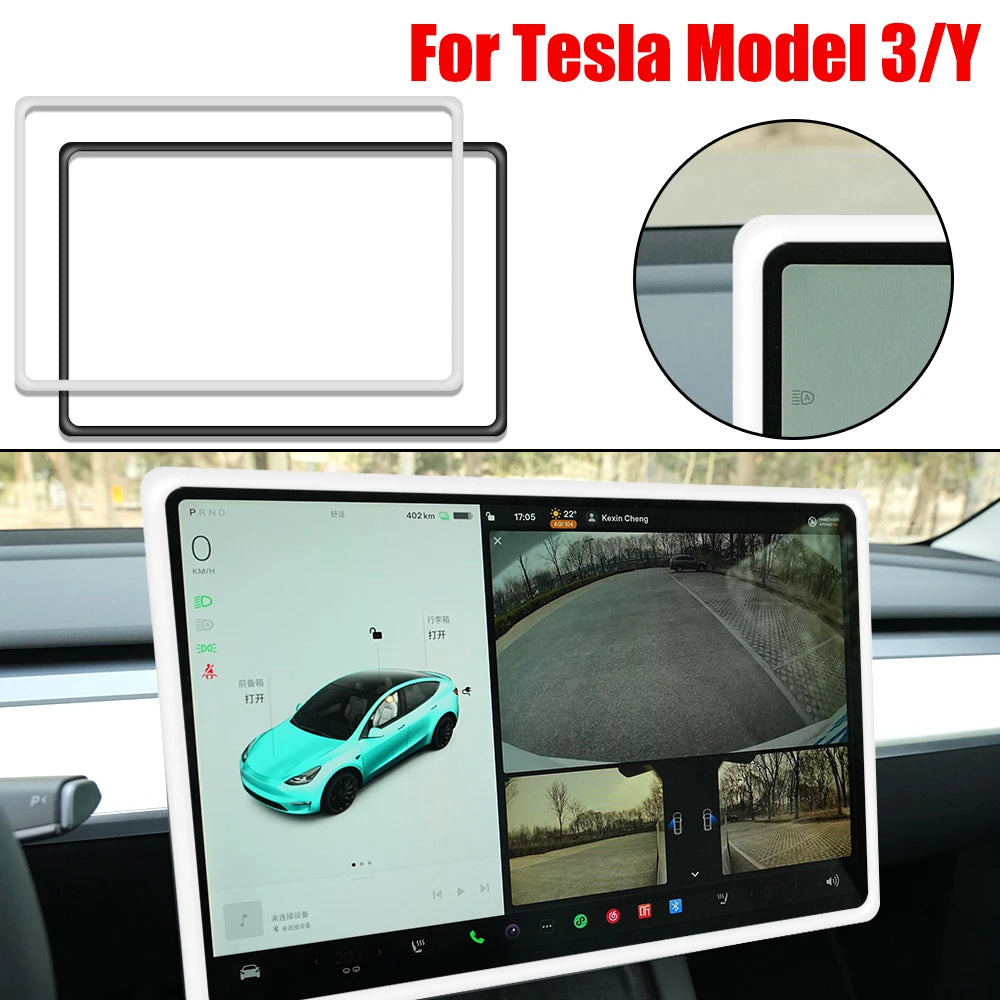 Screen Protector For Tesla Model 3 Y Car Player Rim Covers Silicone Navigation Radio Audio Frame Edge Guards Auto Accessories