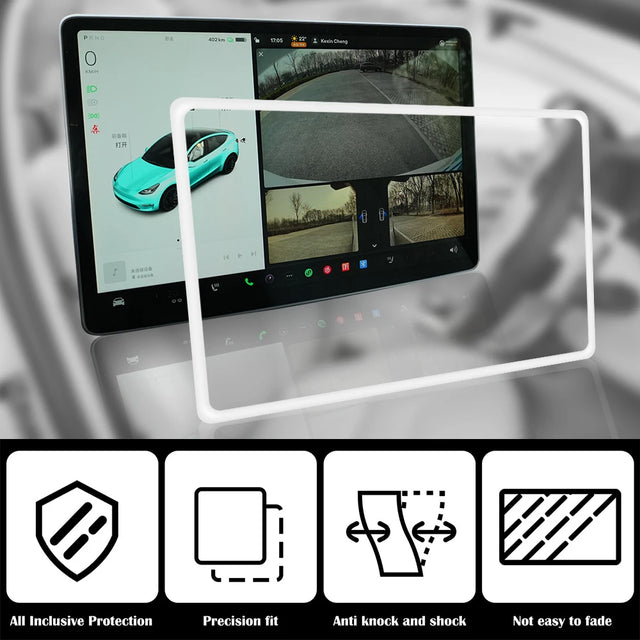 Screen Protector For Tesla Model 3 Y Car Player Rim Covers Silicone Navigation Radio Audio Frame Edge Guards Auto Accessories