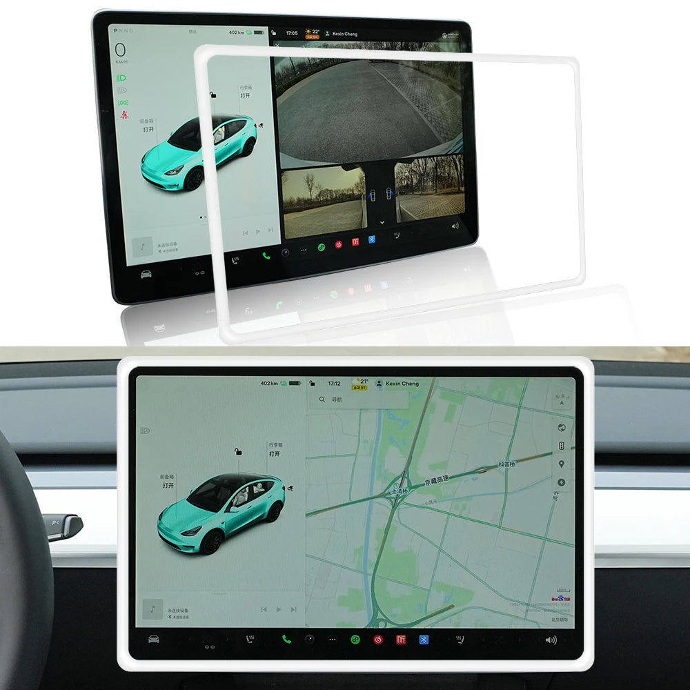 Screen Protector For Tesla Model 3 Y Car Player Rim Covers Silicone Navigation Radio Audio Frame Edge Guards Auto Accessories